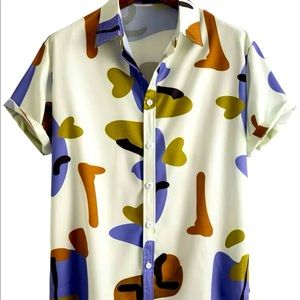 NWT!!! Mens stylish short sleeve button front shirt 👕;sz XXL (44)